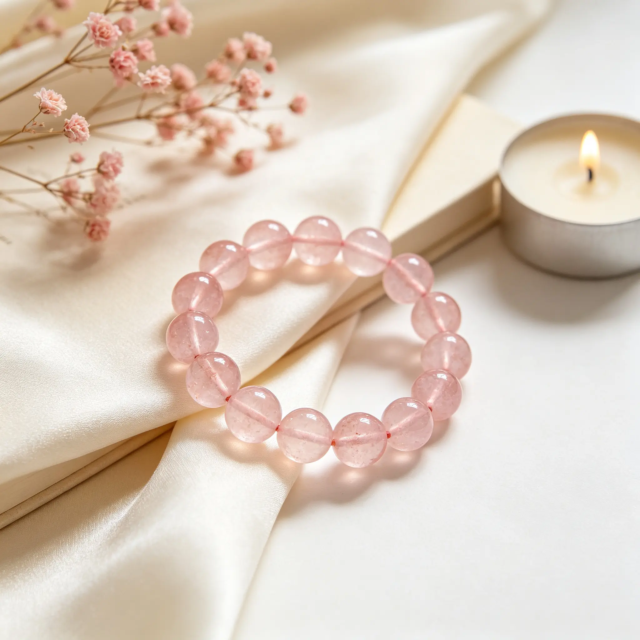 Rose Quartz Bracelet | Natural Heart Chakra Gemstone Jewelry | Koreli